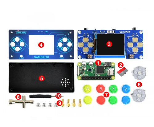 Raspberry Pi Zero WH Portable Gaming Console 2-Inch IPS Screen Built-In Speaker Headphone Jack Handheld Retro Game Player Kit